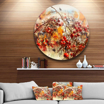 Brier Rose Abstract Background - Floral Round Metal Wall Art